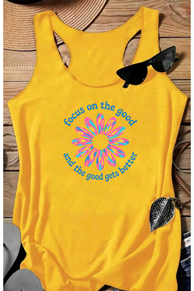 Focus Good Printed Women's Swimmer Athlete Cotton U-Neck Tshirt