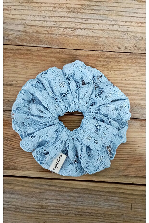 Baby Blue Lace Hair Clip - Simit Toka | Soft Textured Scrunchie