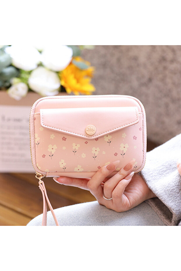 Floral Patterned Stylish Mini Handbag - Not Suitable for Phone - Cash and Card Holder Bag