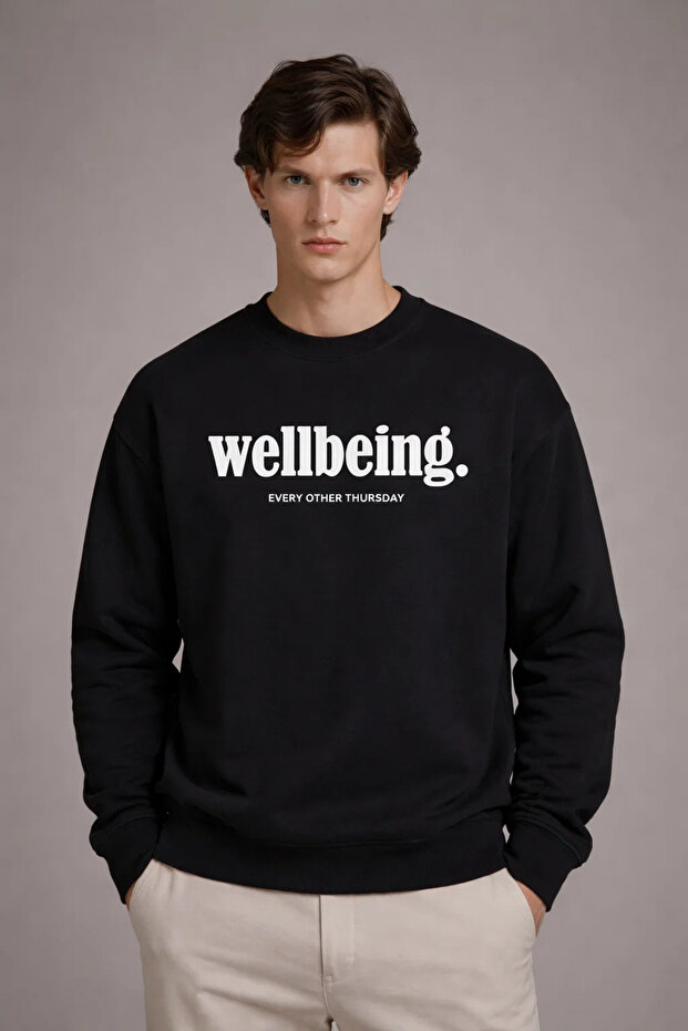 Men's Text Printed Casual Black Sweatshirt