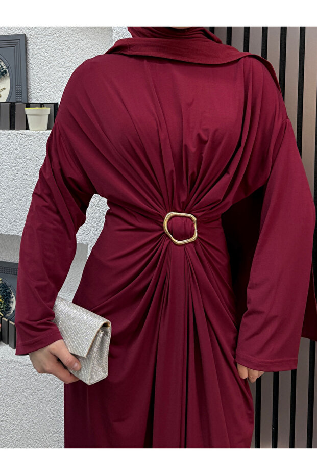 Ruby Sandy Elbise Bordo - 4