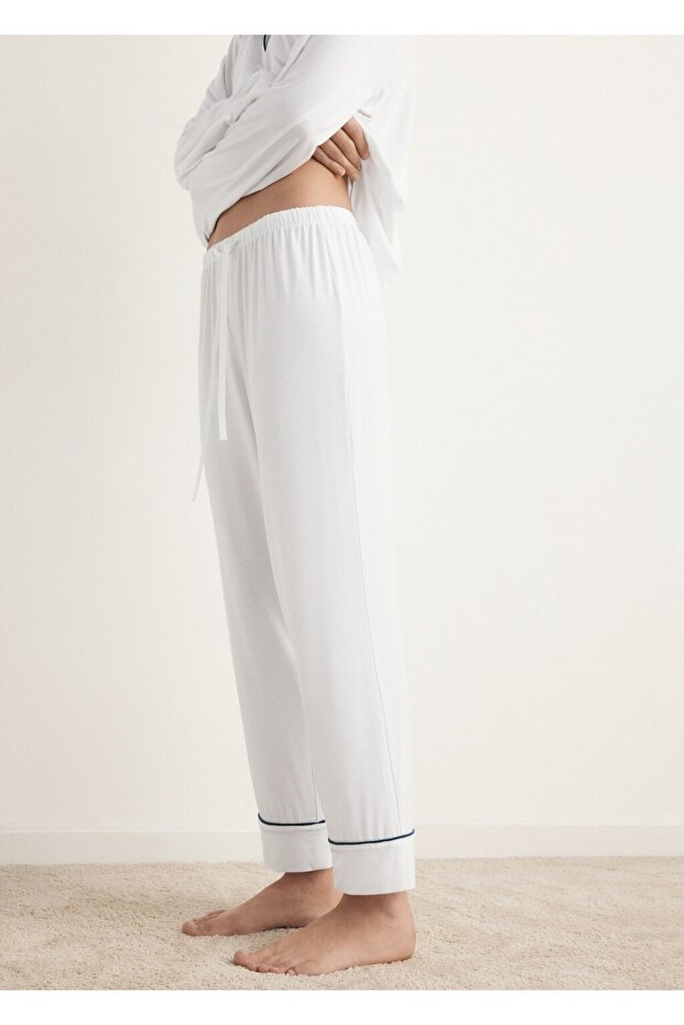 Çizgili iki parça pijama - 8