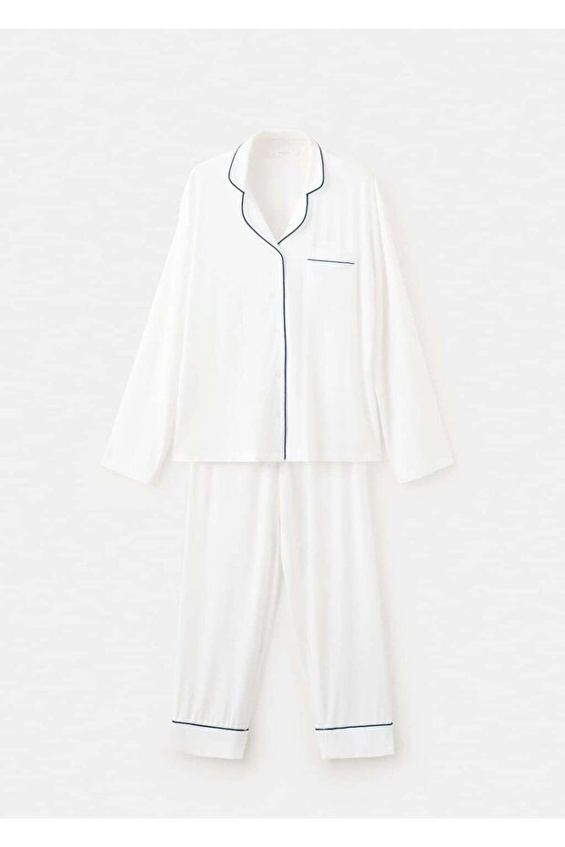 Çizgili iki parça pijama - 3