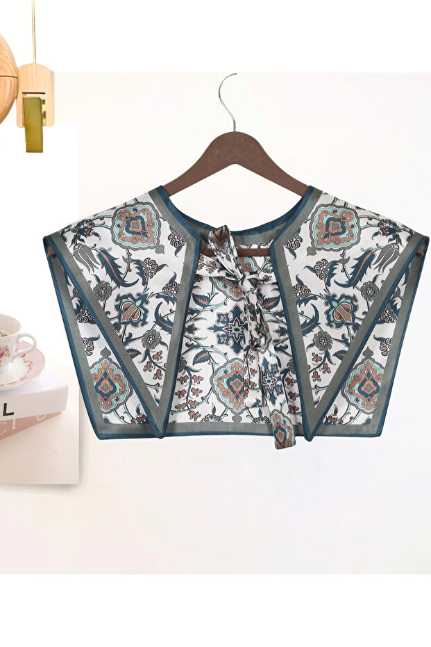 Tile Patterned Luxury Authentic Shoulder Shawl | "Turquoise Heritage" Traditional Motif Design Neck Scarf