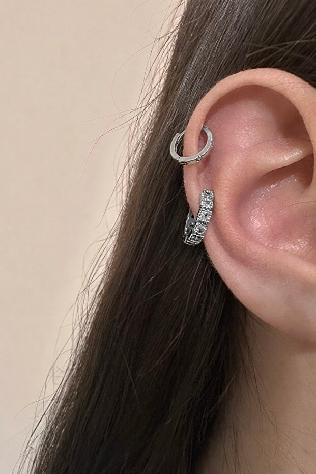 Çelik Taşlı Halka Piercing - 1