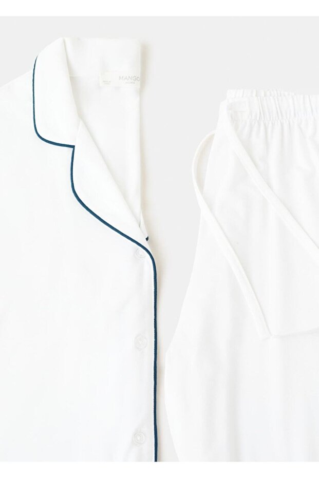 Çizgili iki parça pijama - 5