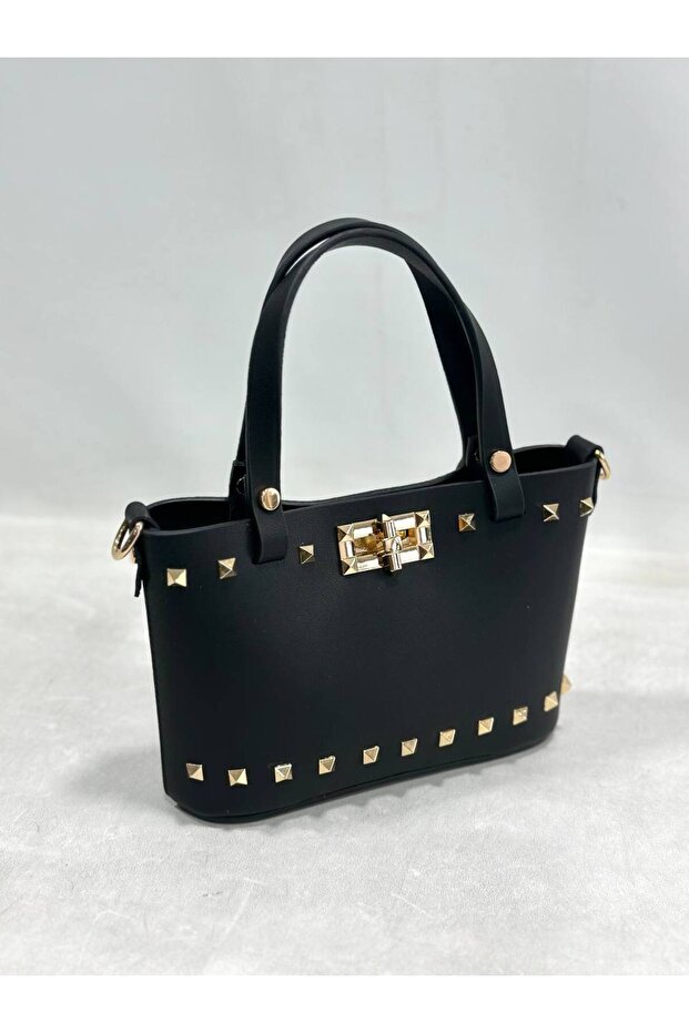 Staple Detailed Women's Hand and Shoulder Bag