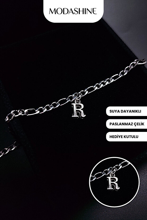 Letter R Steel Anti-Tarnish Stainless Bracelet