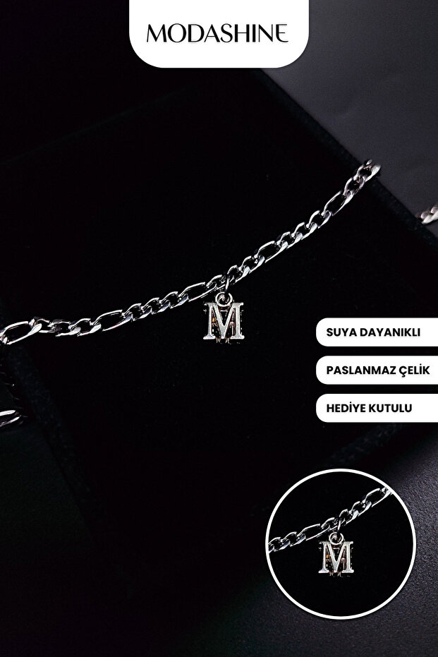 Letter m Steel Anti-Tarnish Stainless Bracelet