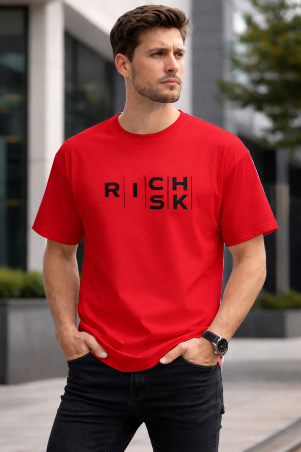 Rich | Risk Printed Cotton Relaxed Fit Round Neck Unisex T-Shirt