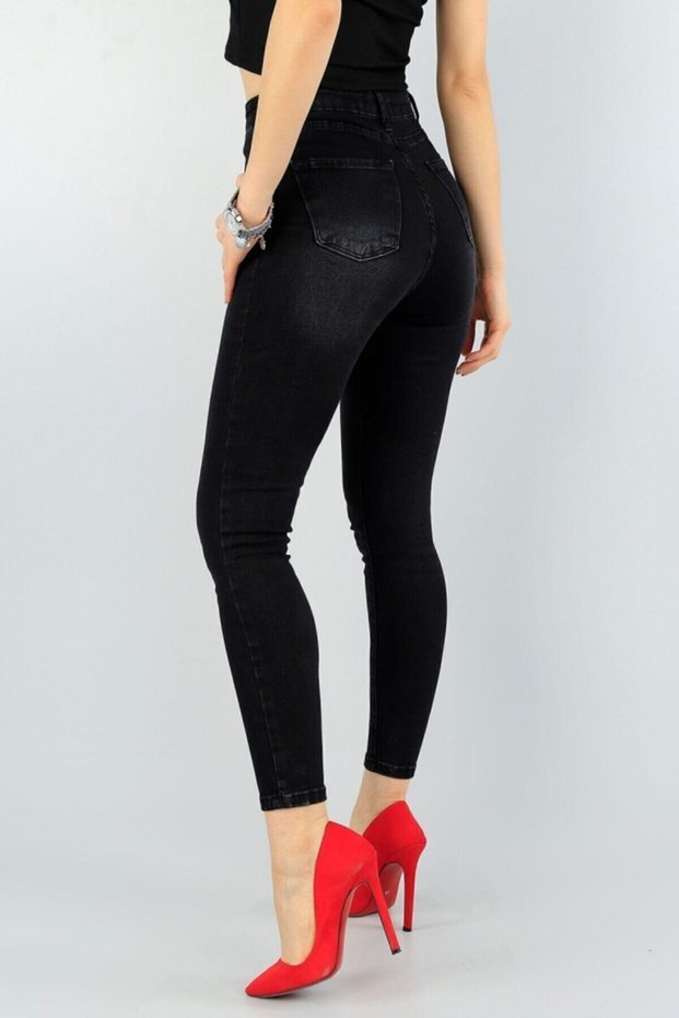 Women's Smoked Nails Stonewashed High Waist Skinny Jeans