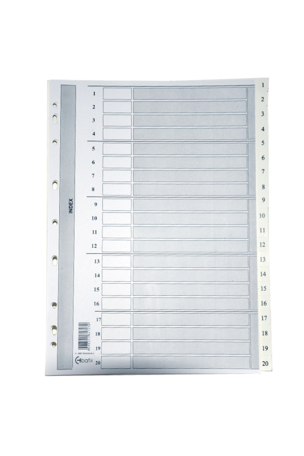 Separator 1-12 Numbered Cardboard A4 (Pack of 25)