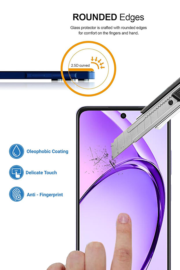 واقي شاشة زجاجي ممتاز لهاتف أوبو A3 - 2