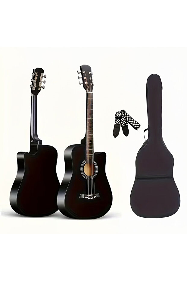 38 Inch Beginner Guitar with Bag and Strap. (Black)