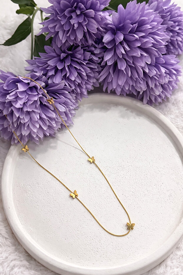 Kelebekli Çelik Kolye - 1