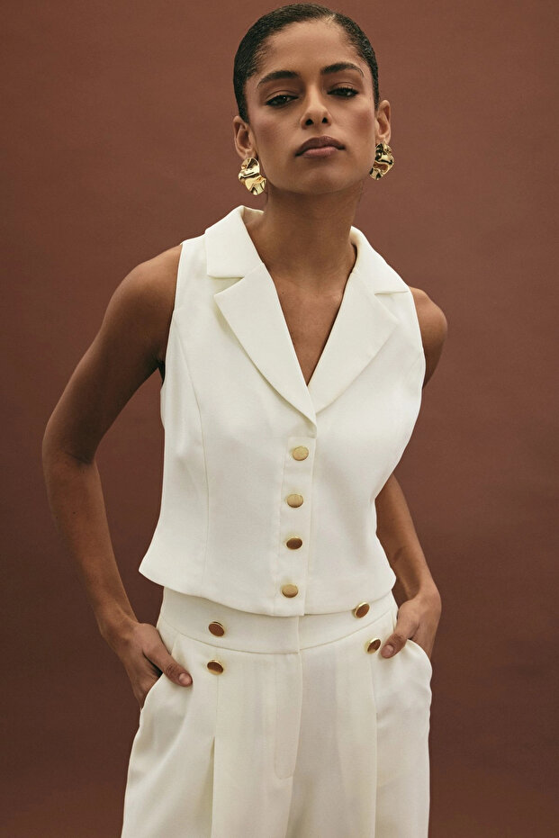 Eva Yelek - Ekru - 5