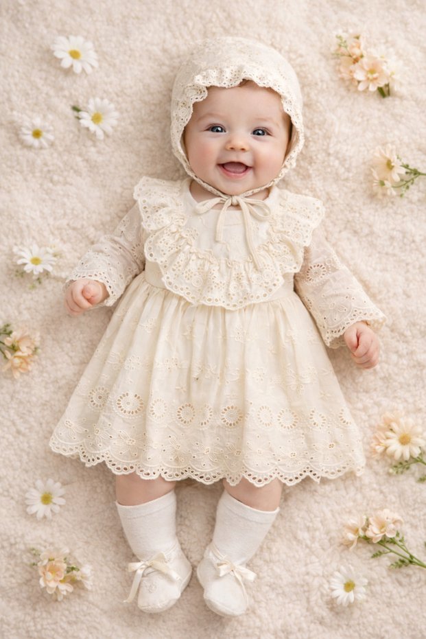 PUGİ GIRL 0/3-3/6 MONTH LOTUS NATURAL PRAYER SET