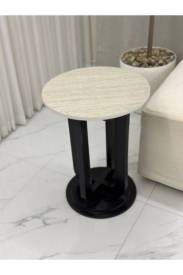 Wooden serving table, marble alternative - 4