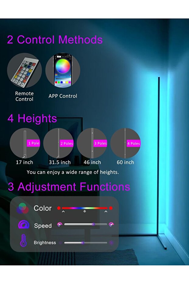 مصباح أرضي ذكي بتقنية LED – أجواء عصرية بإضاءة تناسب كل لحظة - 3