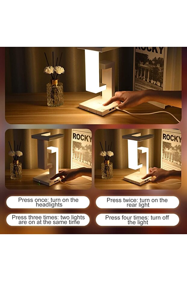 مصباح جانبي يعمل باللمس مع شاحن لاسلكي – أناقة ذكية ووظائف عملية في قطعة واحدة - 2