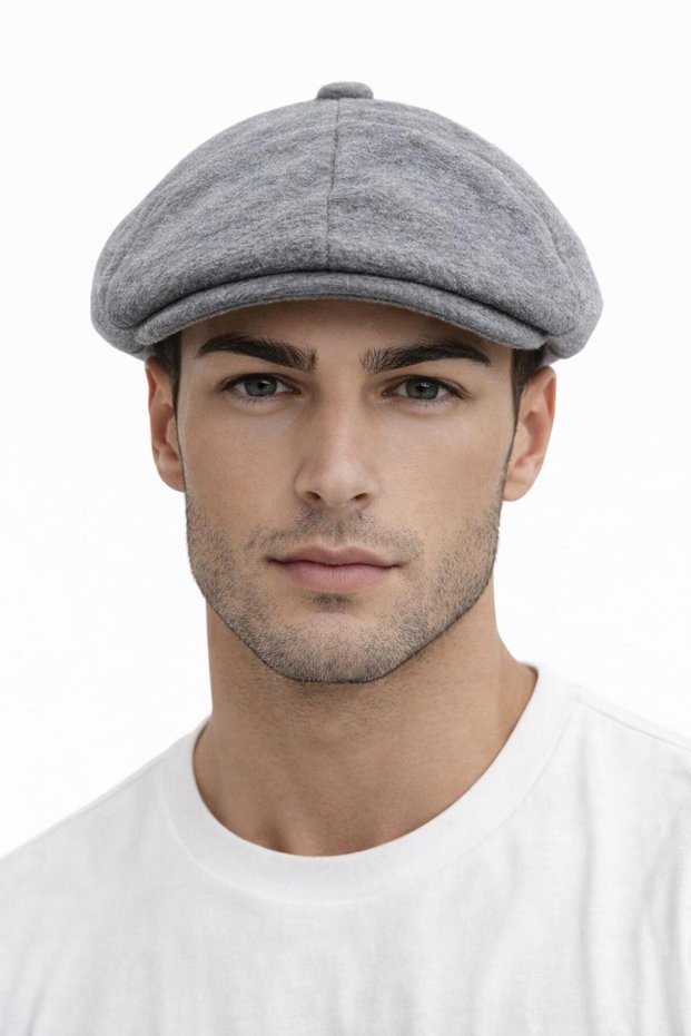 British Beret Octagonal Woolen Men's Premium Vintage Newsboy Hat Peaky Style Flat Cap for Winter