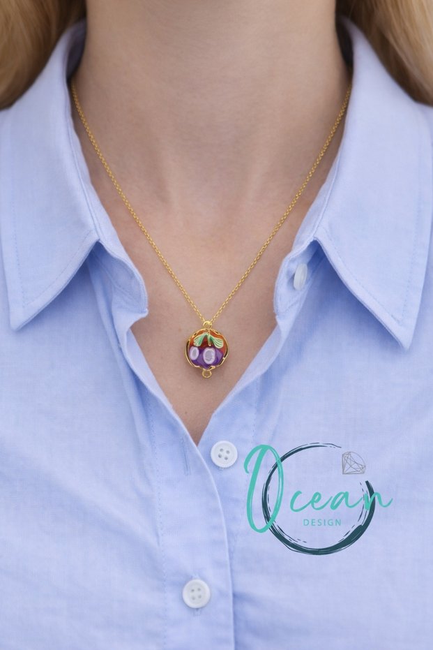 Stainless Steel Minimal Women's Necklace with Grape Figure 45 cm |   Gold Color Chain, Daily Use
