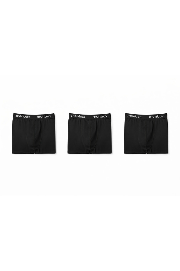 Erkek 3'lü Likralı Basic Düz Esnek Boxer Set - 3