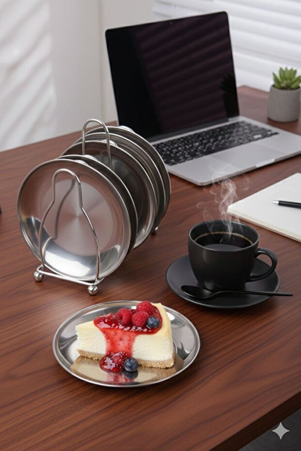 طقم أطباق تقديم كيك وحلويات مع حامل استاند - 2