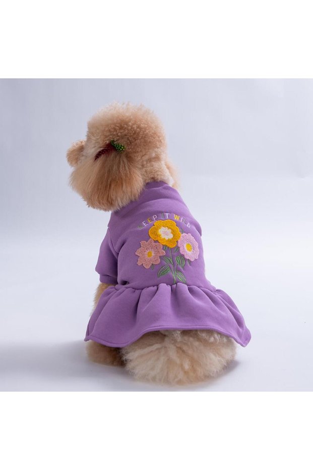 Lila Arosa Nivalis Floral Embroidered Cat and Dog Dress Dog Outfit Cat Outfit