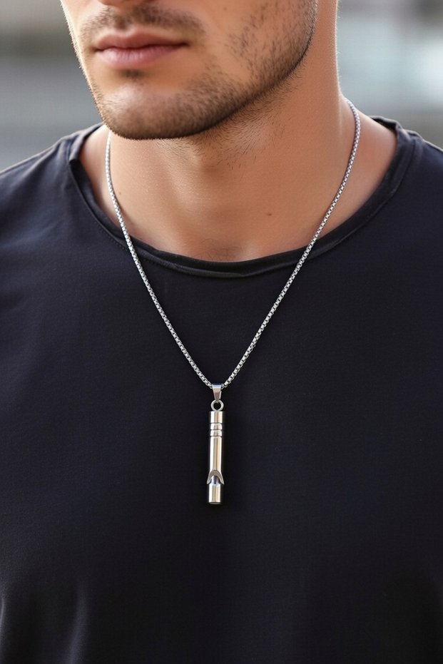 Emergency Whistle 316L Steel Does Not Tarnish High Decibel Necklace Unisex
