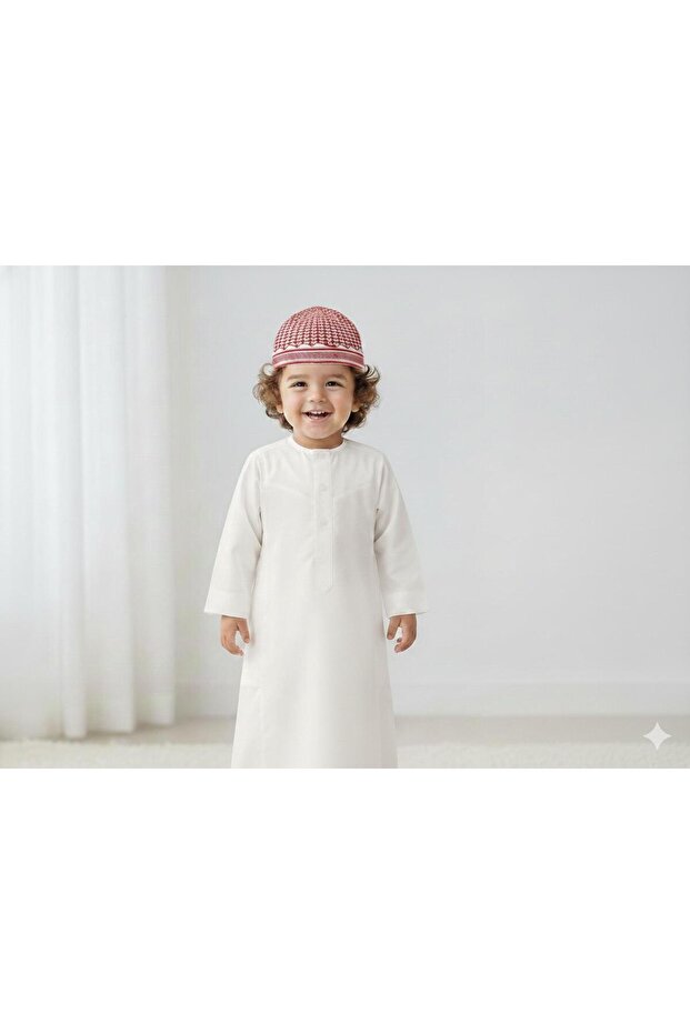 ثوب مواليد أطفال أنيق مع قبوع أحمر