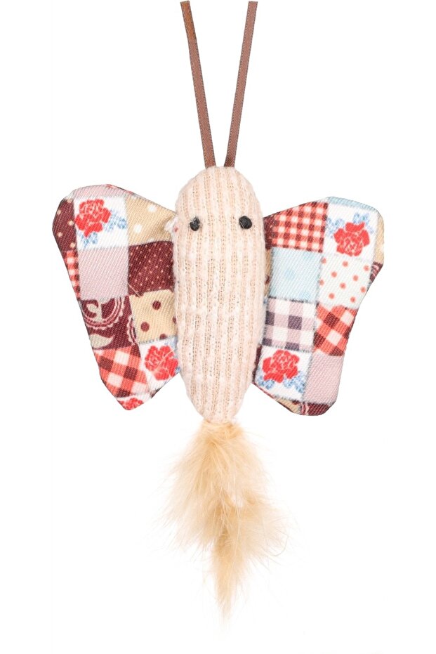 Vinta Feathered Butterfly Plush Fabric Cat Toy 13 cm