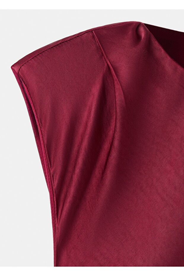 Vatkalı saten elbise - 5