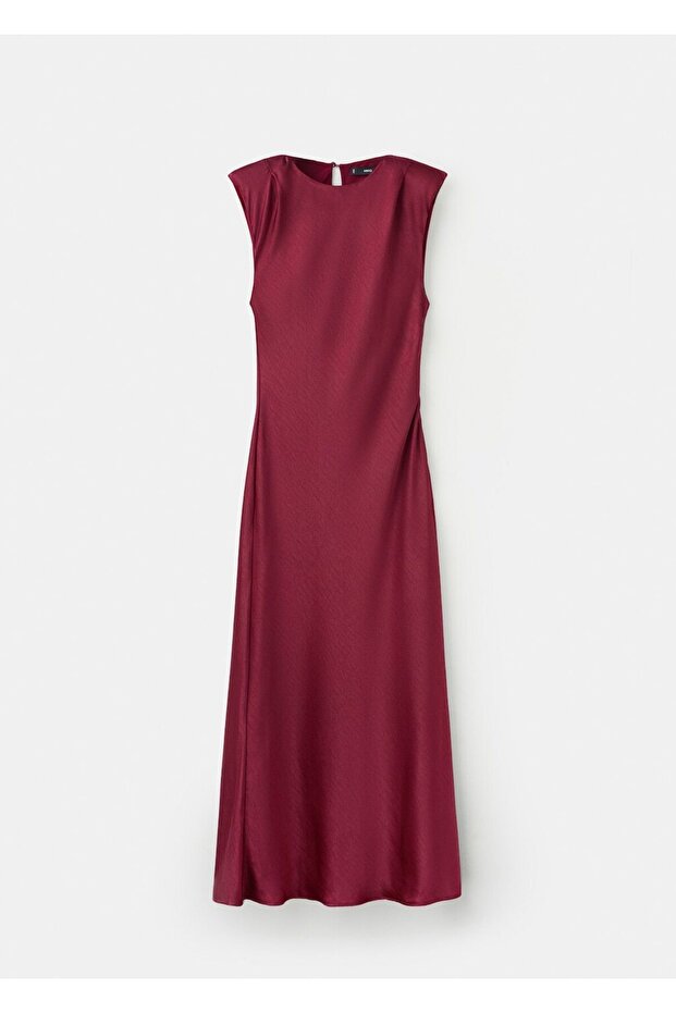 Vatkalı saten elbise - 3