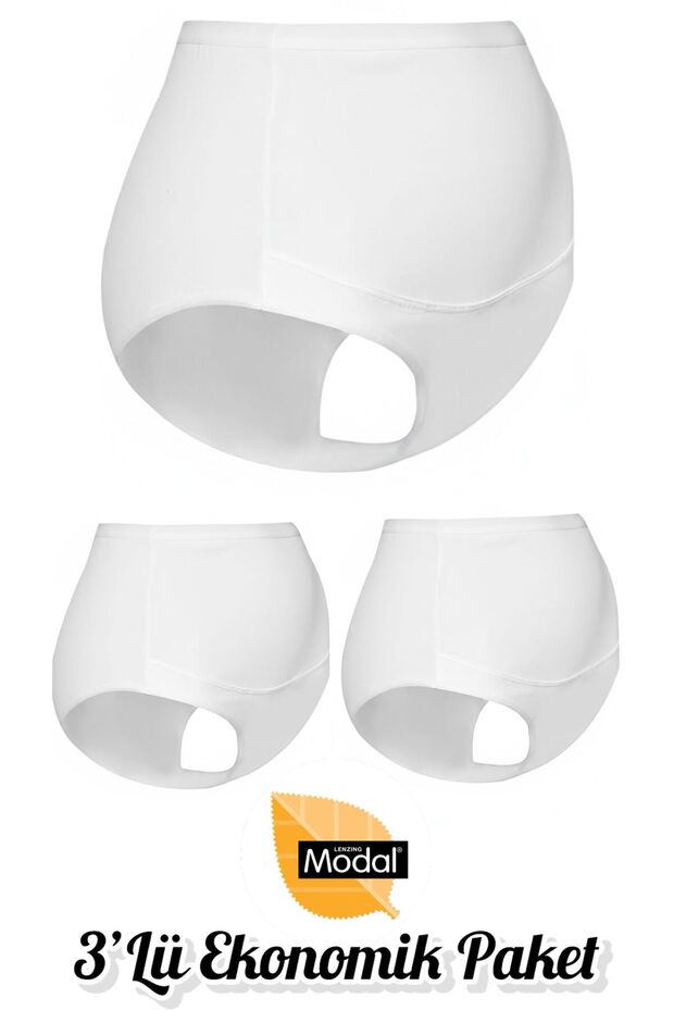 3-Pack Economical Lycra Flexible Modal Fabric High Waist Maternity White Panties Ozt3-111
