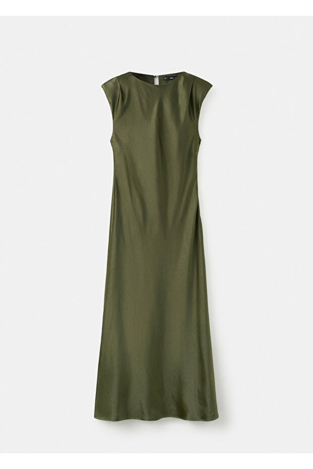 Vatkalı saten elbise - 3