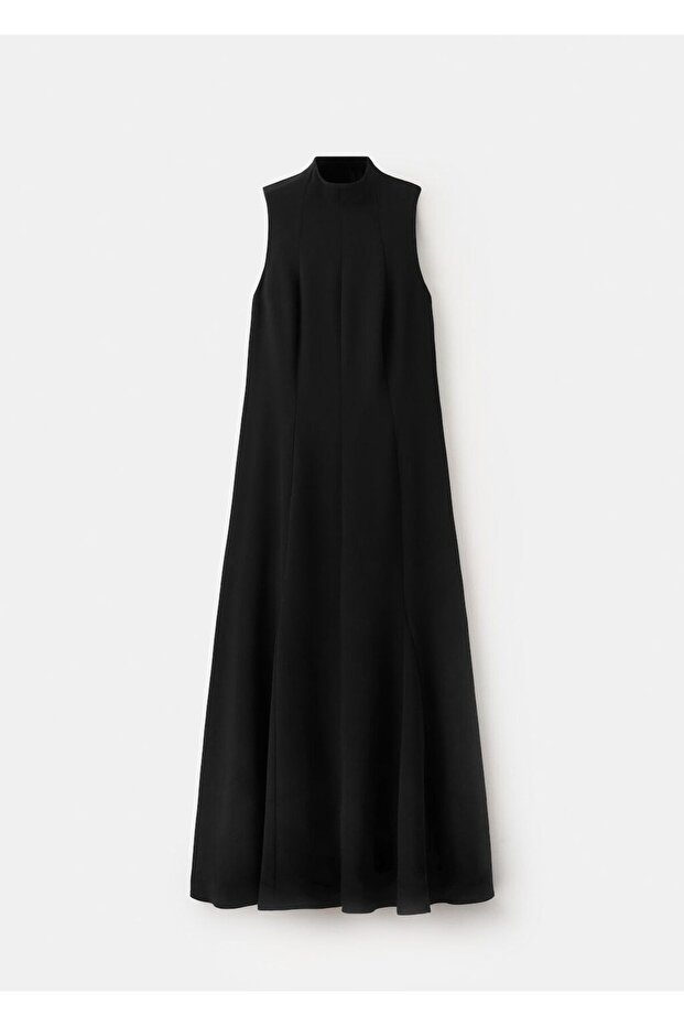 Yüksek yaka midi elbise - 3