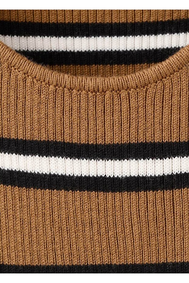 Çizgili triko bluz - 8