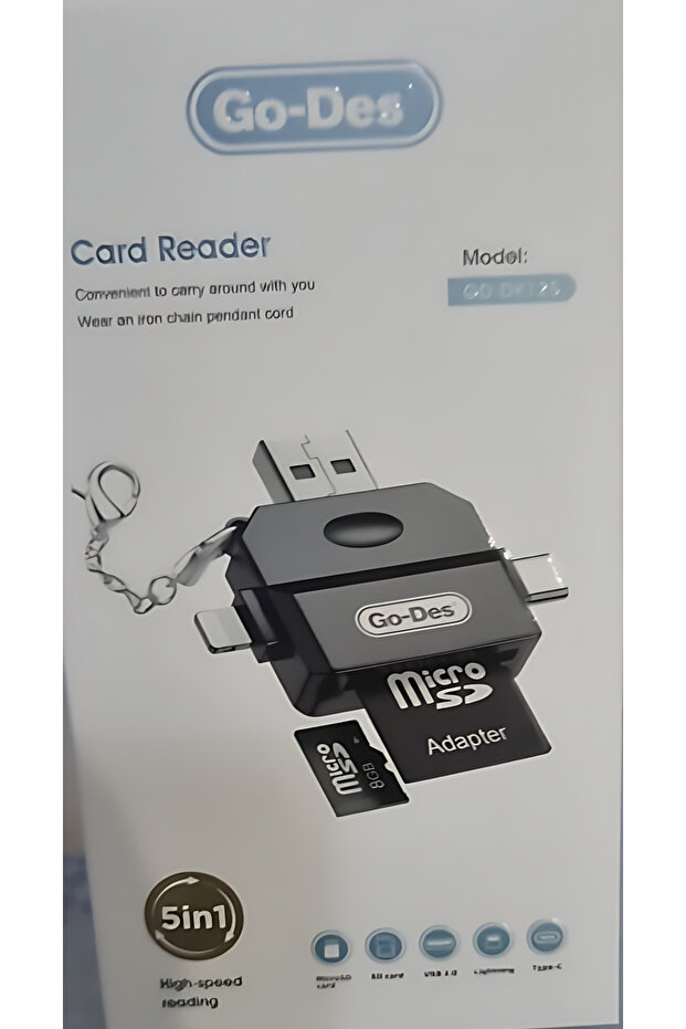 قارئ ذاكرة 5 في 1 متعدد المنافذ 5-in-1 Card Reader USB + Type C + Lightning + SD + Micro SD - 7