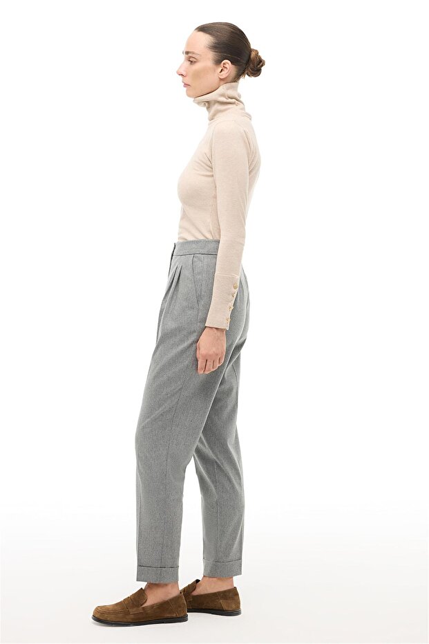 Gri Duble Paça Pantolon - 2