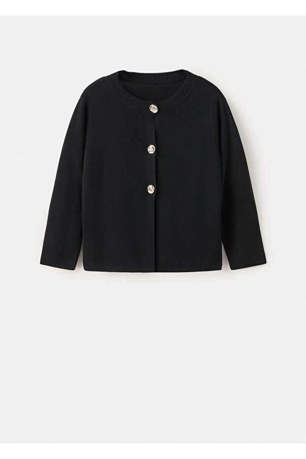 Mücevher düğmeli triko hırka - 3