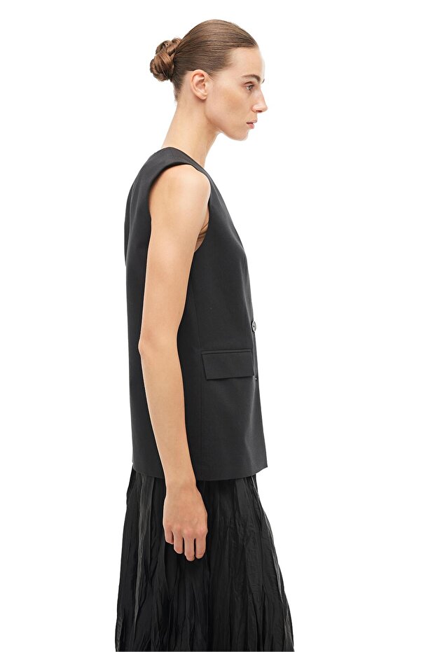 Siyah V-Yaka Yelek - 2