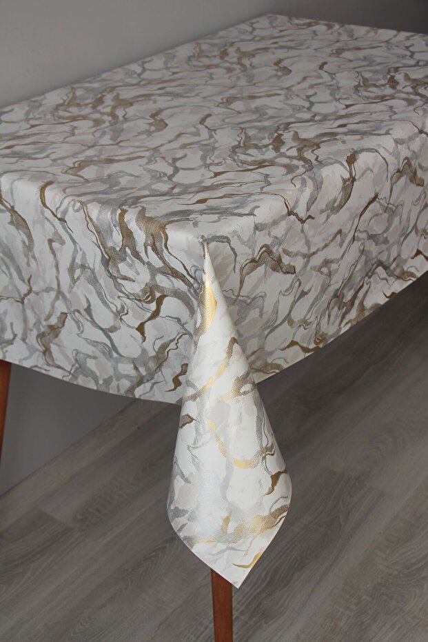 Fiber Wipeable Pvc Oilcloth Tablecloth 1280-Metalkmarble