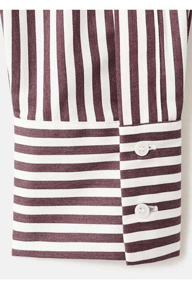 Çizgili pamuklu gömlek - 5