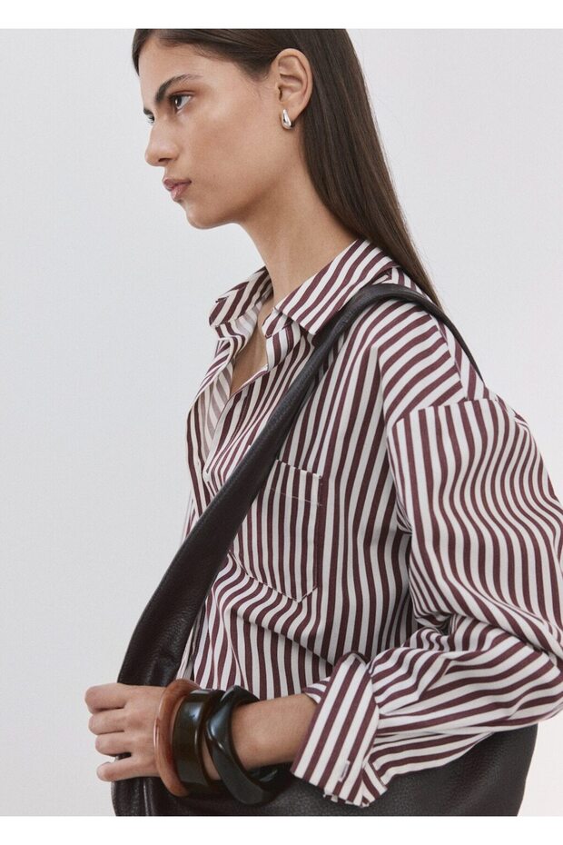 Çizgili pamuklu gömlek - 6