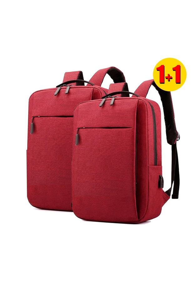 2 PC RED Laptop Backpack 15 16 Inch, Slim Durable Laptop Bag with USB Charging Port
