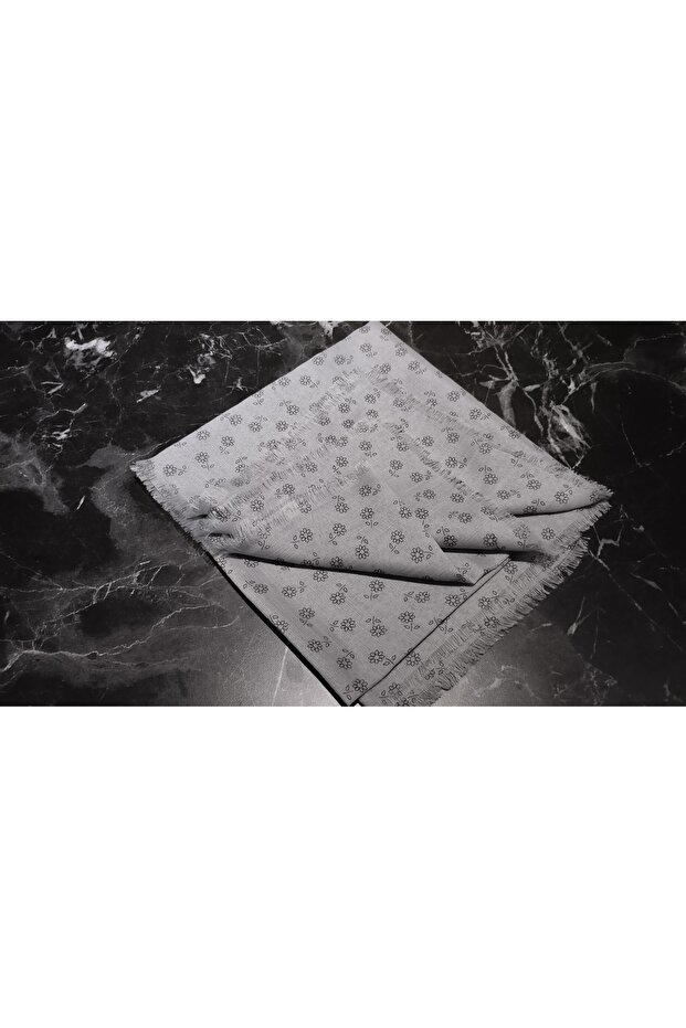 GRİ ÇİÇEKLİ EŞARP - 4