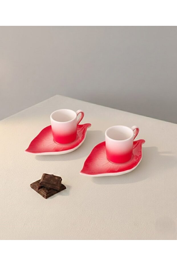 Leaf Design Ceramic Cup Set, Two-Person Ceramic Cup Set - 2