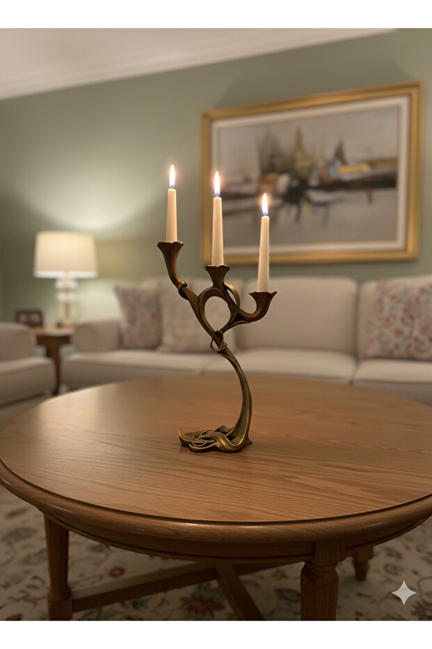 Yapraklı Zarif Şamdan Polyester Obje - 6