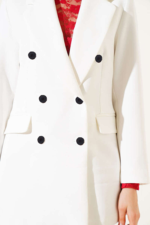 سترة بليزر مبطنة بياقة مزدوجة الأزرار - 4